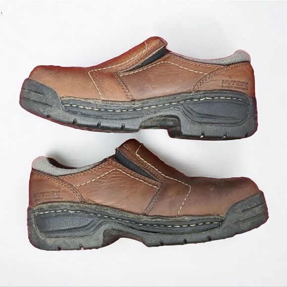 HYTEST 17141 Women's Brown Steel Toe Slip On Shoe Work Factory Worker - Picture 2 of 13
